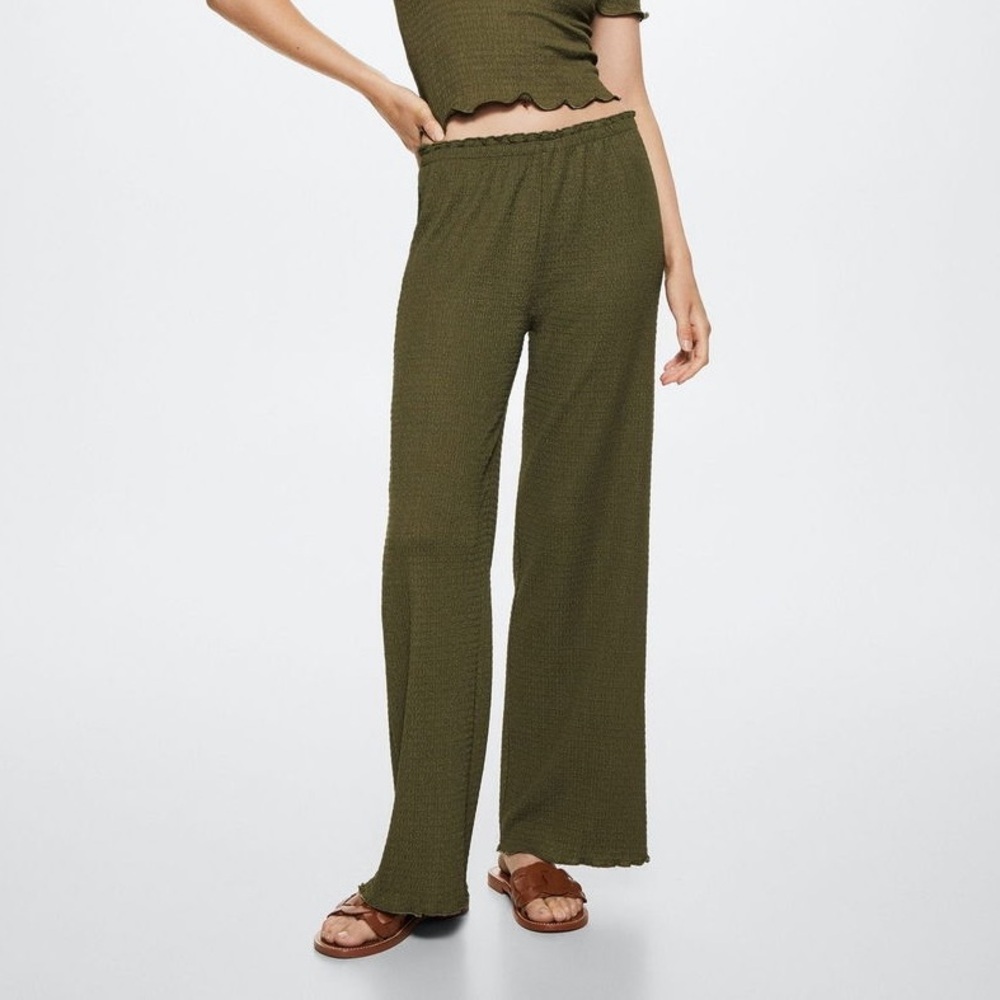 Mango Olive Straight Leg Pants